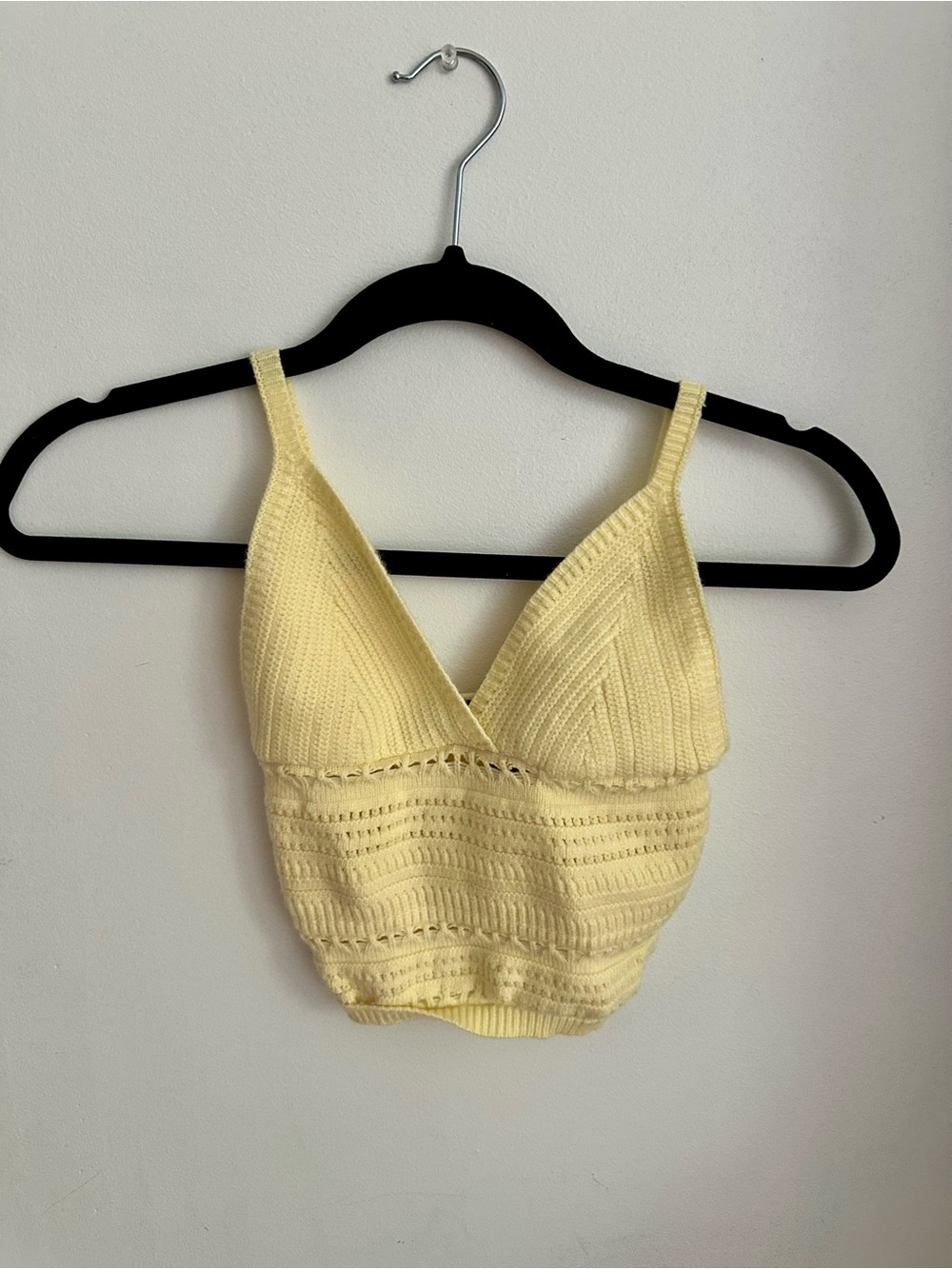 Yellow Knit Cropped Tank Top